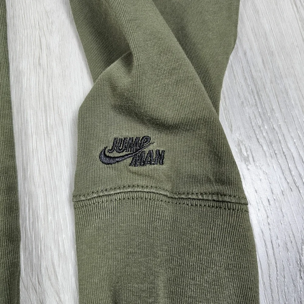 Nike Air Jordan Shirt Mens Small Green Long Sleeve Embroidered Jump Man Logo